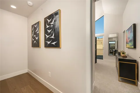 a view of a hallway with workspace