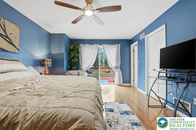 an aerial view of a house with a garden