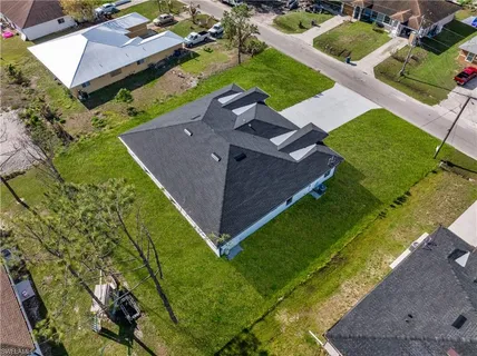 an aerial view of a house