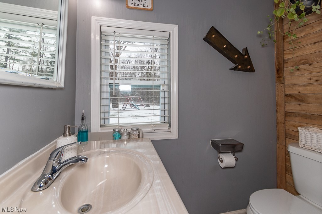 13619 Hall Road Chardon, OH 44024 - Photo 29 of 36 Bathroom with sink, toilet, and a wealth of natural light