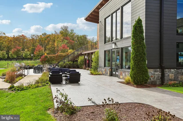 a view of a patio in front of house