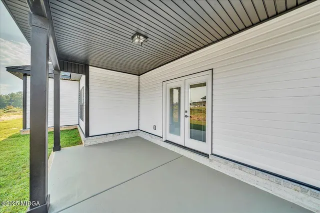 an aerial view of a house