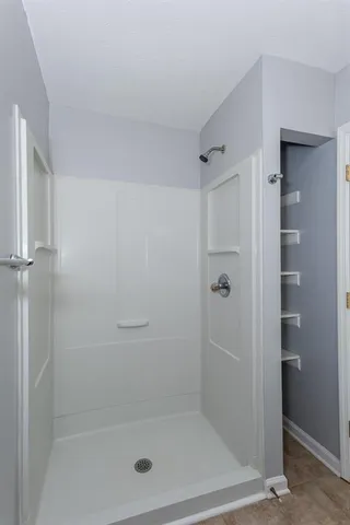 a bathroom with a shower