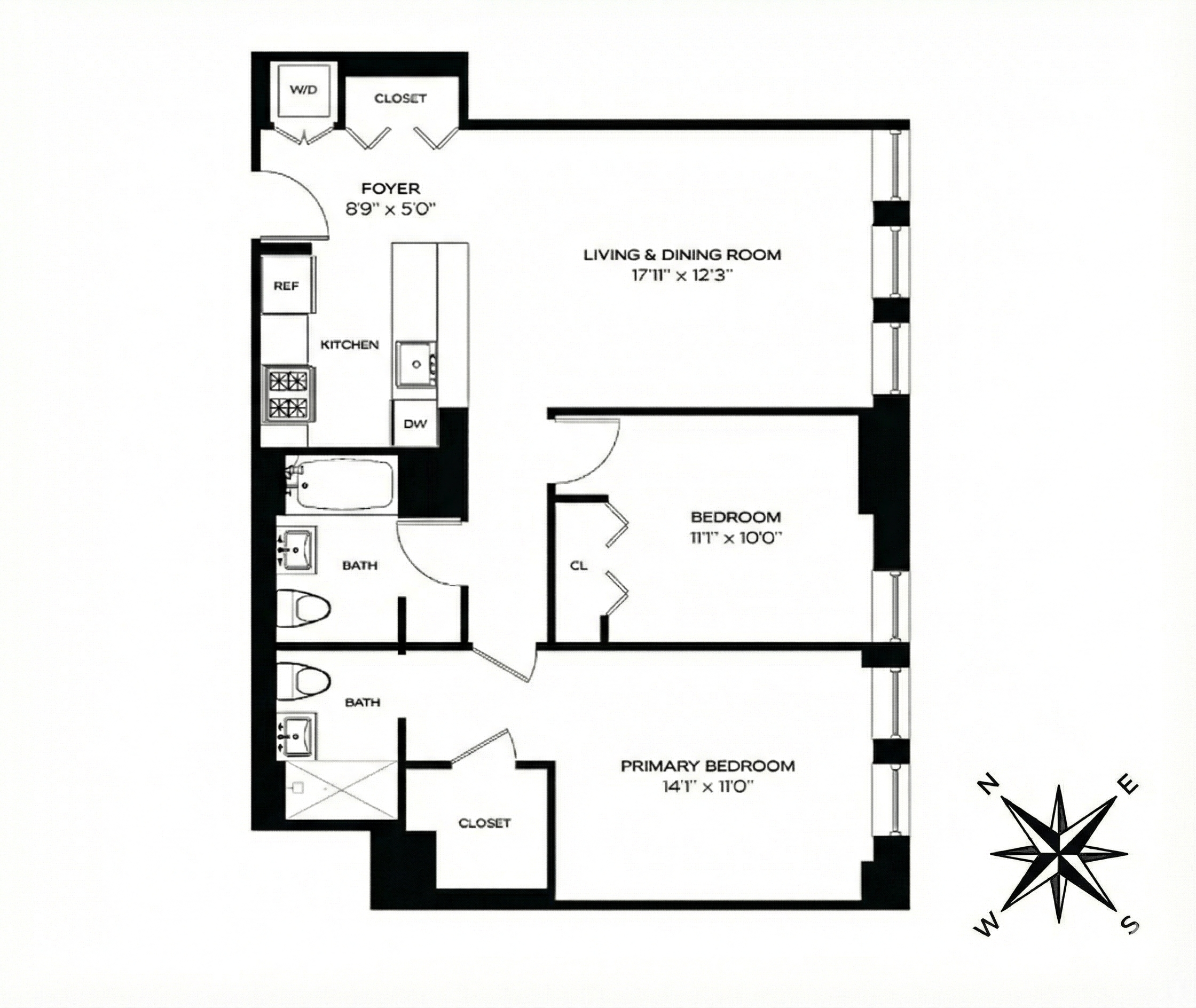 184 Kent Avenue, Unit D319 Brooklyn, NY 11249 - Photo 14 of 14 a picture of a floor plan