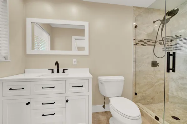 a bathroom with a shower