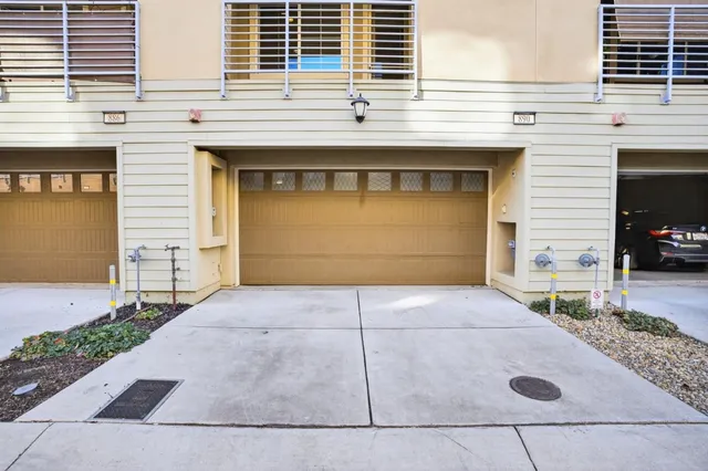 a view of a patio with a backyard