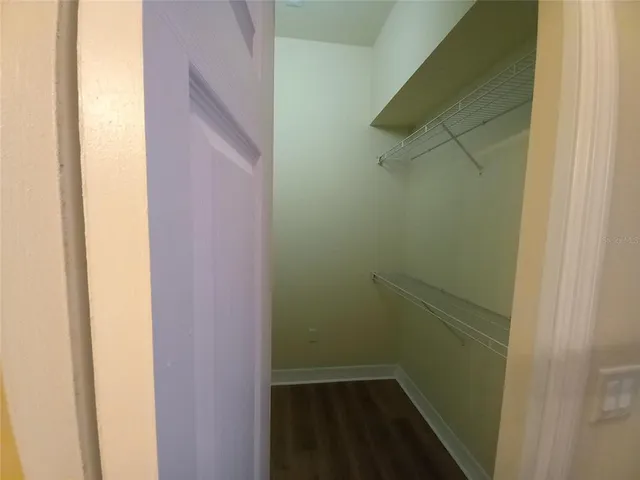 a bathroom with a glass door