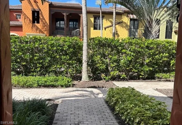 a view of a garden with pathway