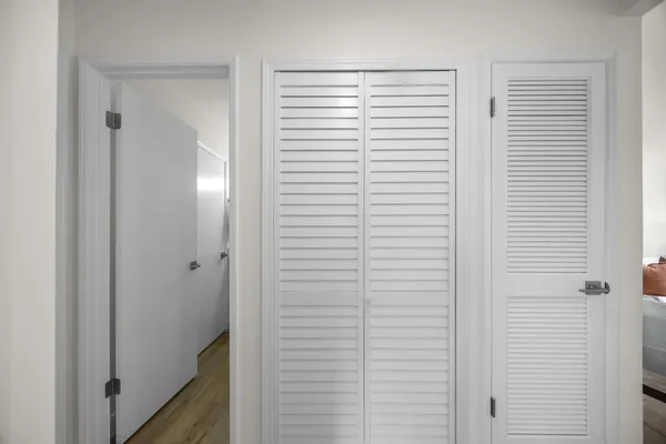 a view of a bathroom with a shower