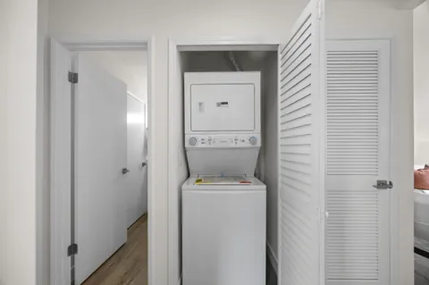a room with a washer and dryer