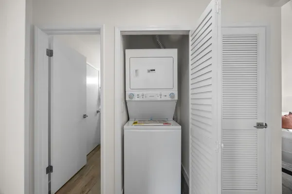 a room with a washer and dryer