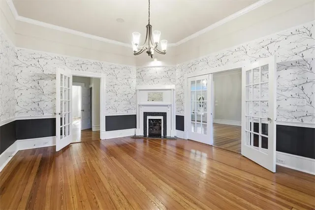 a view of a living room a fireplace with wooden floor