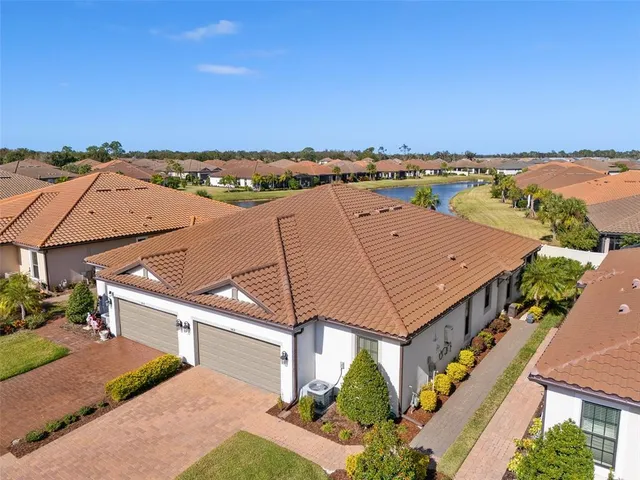 an aerial view of a house