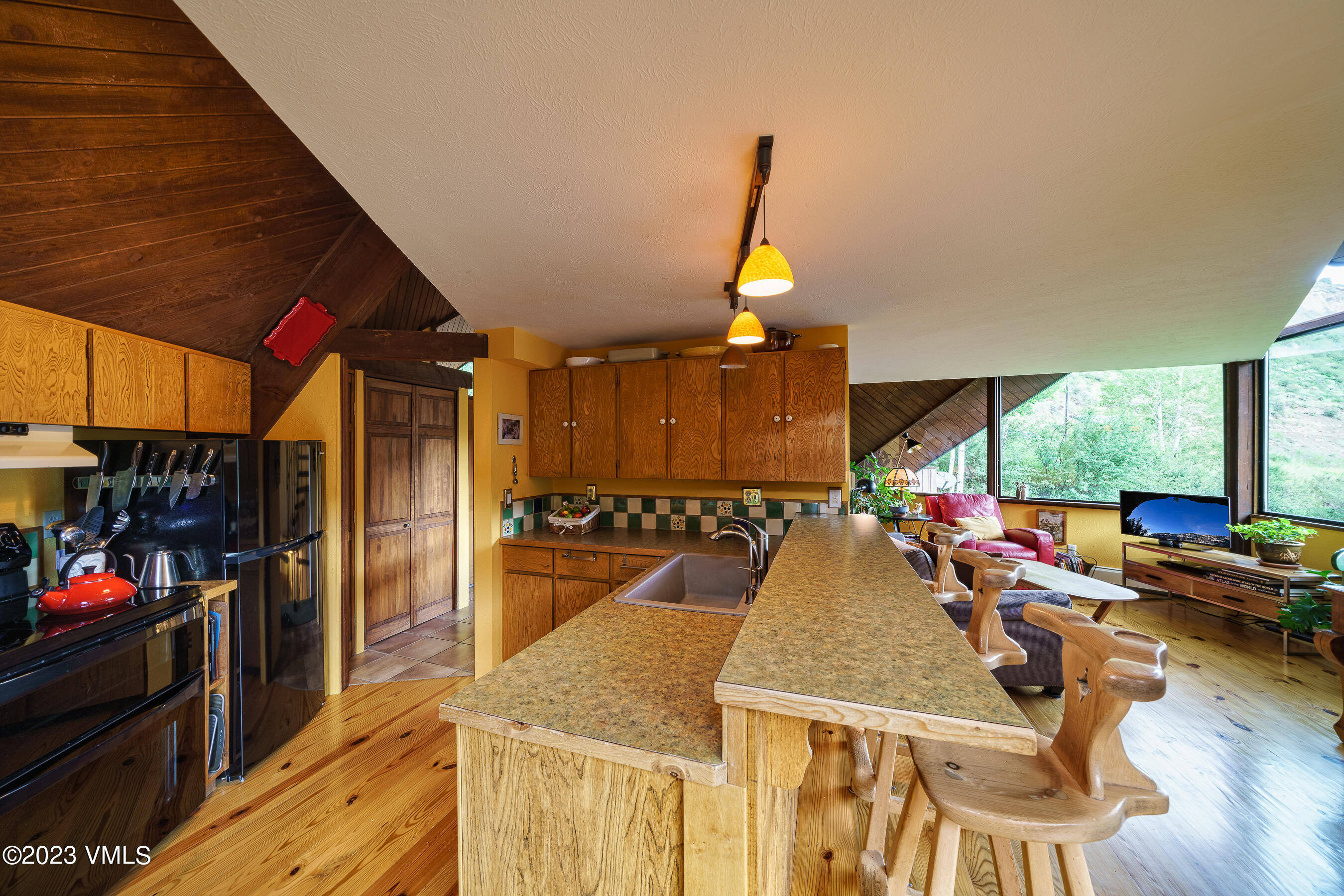 1400 Lions Ridge Loop, Unit A2 Vail, CO 81657 - Photo 10 of 38 a kitchen with stainless steel appliances granite countertop a stove and a refrigerator