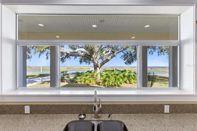 a sink sitting on top of a window