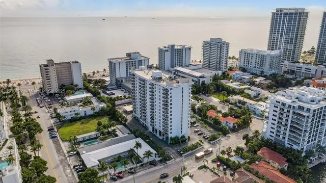 a city view with tall buildings