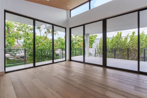 a view of a garden with an outdoor space