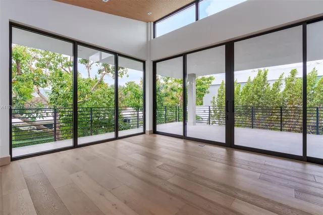 a view of a garden with an outdoor space