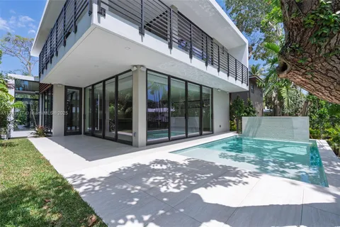 an aerial view of residential building and lake