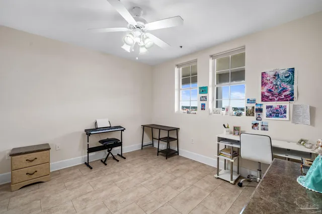 a workspace with furniture