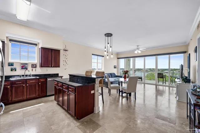 a kitchen with lots of counter top space