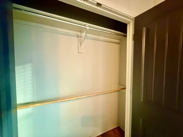 a view of a bathroom with a door