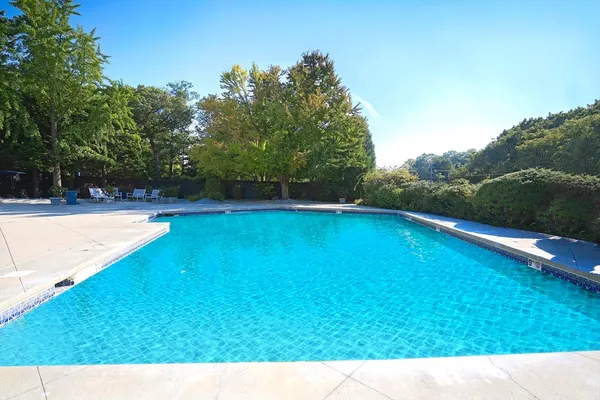 a view of an outdoor space and swimming pool