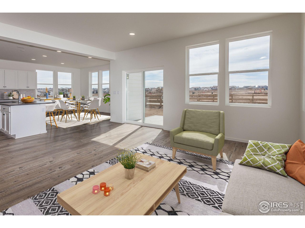 6642 4th St Road Greeley, CO 80634 - Photo 3 of 40 LIVING ROOM, DINING ROOM, KITCHEN (VIRTUALLLY STAGED)