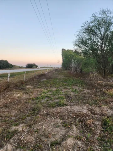 a view of a field with an ocean