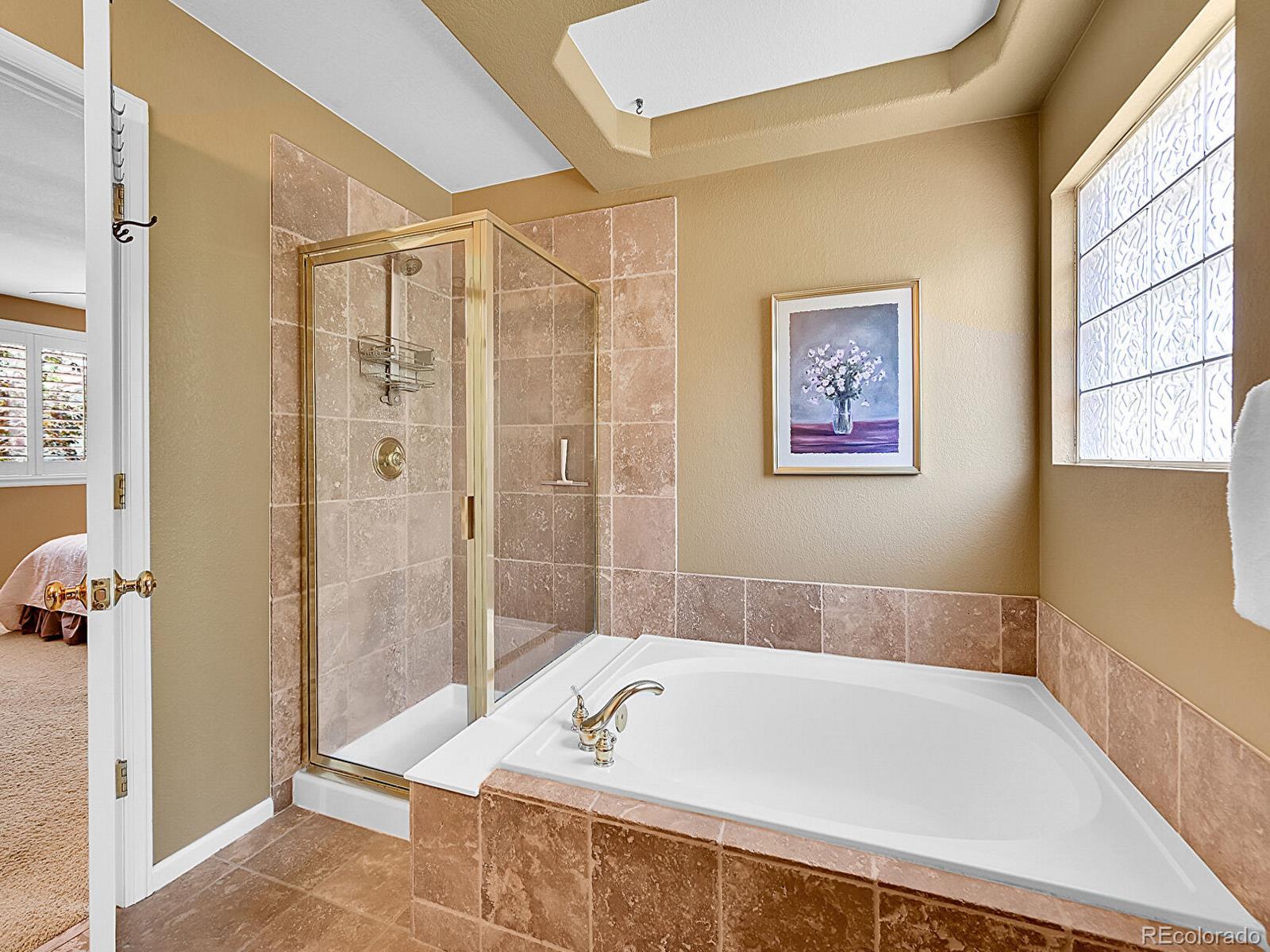 1221 Braewood Avenue Highlands Ranch, CO 80129 - Photo 19 of 45 a bathroom with a tub and shower