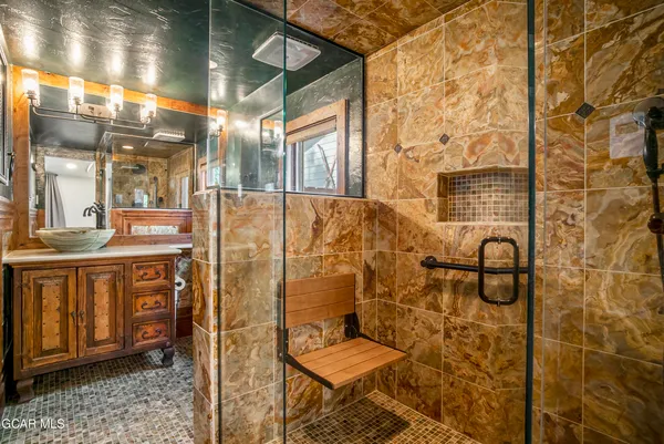 a bathroom with a shower