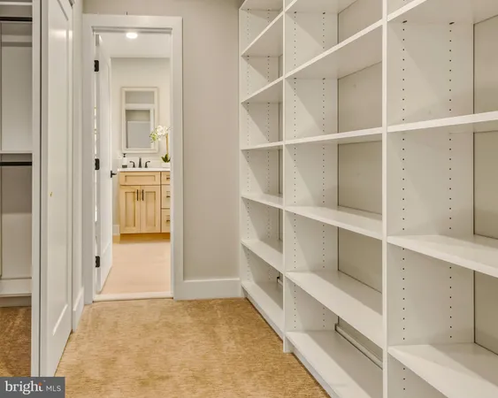 a view of a hallway with closet