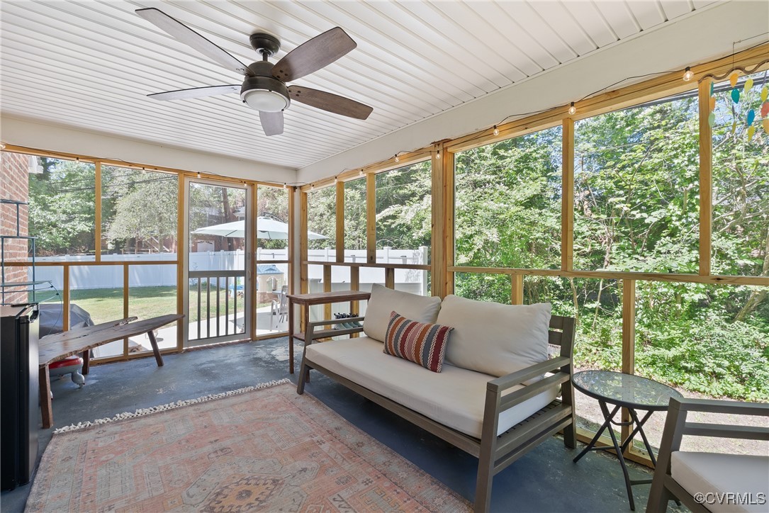 5018 Grassmere Road Richmond, VA 23234 - Photo 28 of 34 Sunroom / solarium featuring ceiling fan and an ou