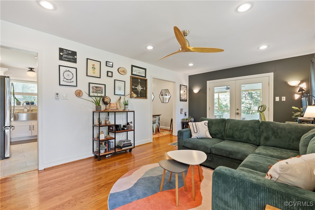 5018 Grassmere Road Richmond, VA 23234 - Photo 4 of 34 Living room with french doors, ceiling fan, light