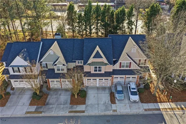 an aerial view of a house