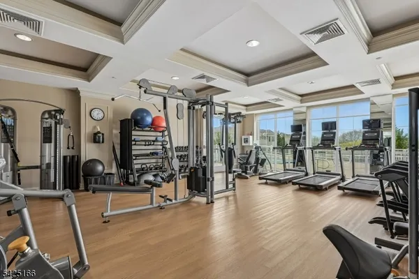 a view of a room with gym equipment