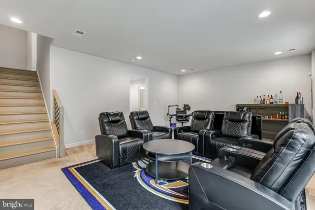 a front view of a building with large windows