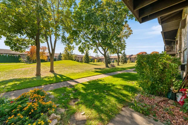 a view of a playground with a patio