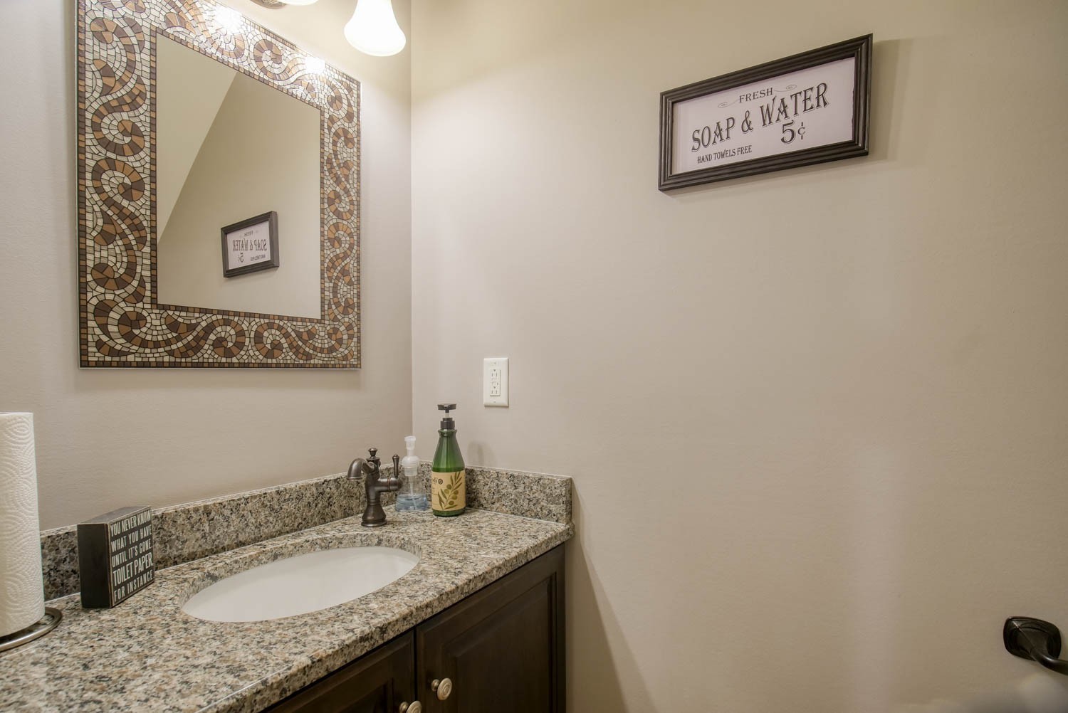 197 Turner Road Watertown, TN 37184 - Photo 29 of 65 a bathroom with a granite countertop sink and a mirror