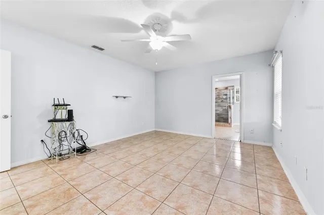 a view of a livingroom with a fan