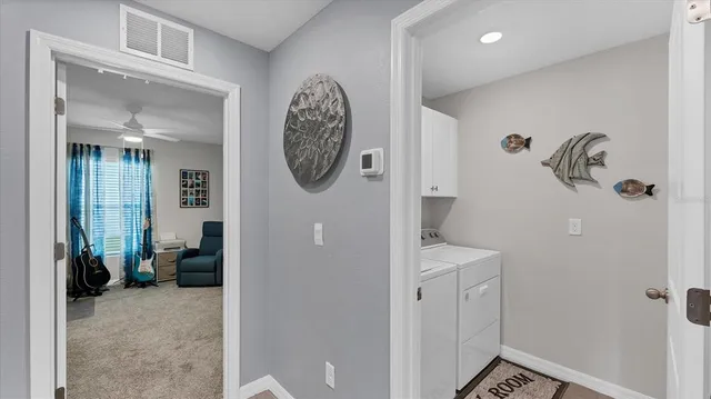 a view of a hallway with elevator