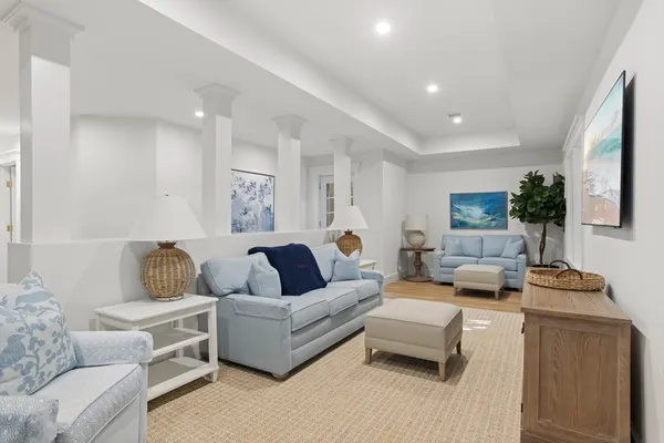 a living room with furniture and a couch