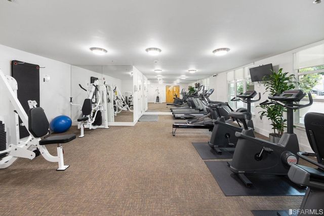 a view of a room with gym equipment