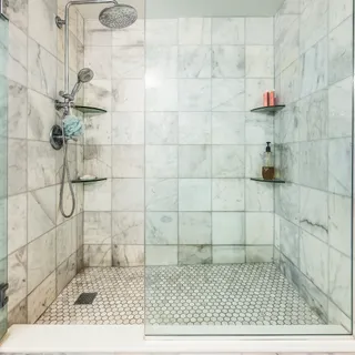 a bathroom with a shower
