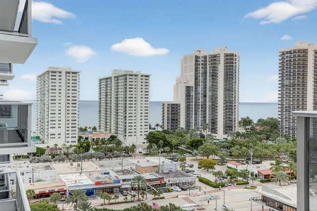 a view of a city with tall buildings