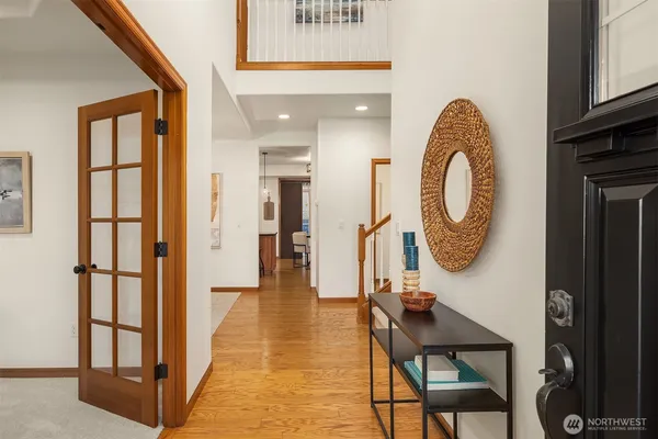 a view of a hallway with elevator