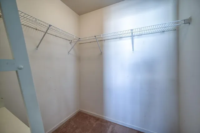 a view of a room with racks on the wall