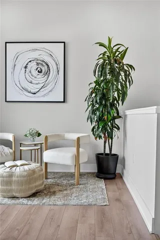 a front view of a multi story building