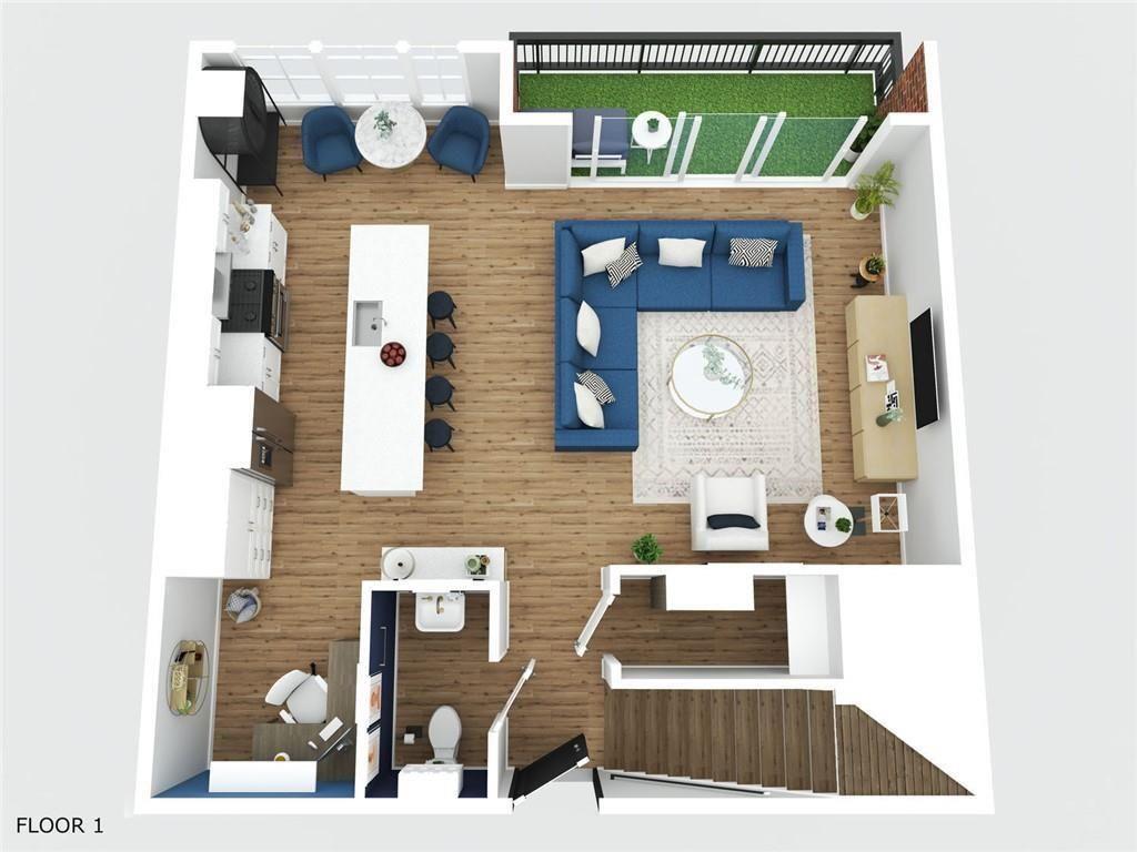 22 Airline Street Southeast, Unit PH403 Atlanta, GA 30312 - Photo 60 of 61 a picture of a wall with a bench and a clock