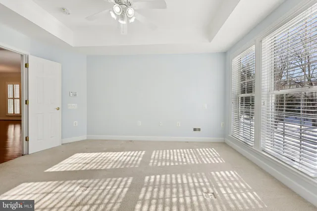 a view of a room with a window